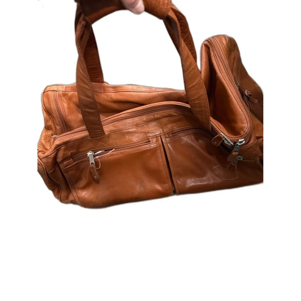 Leather Duffel Bag in Saddle Brown